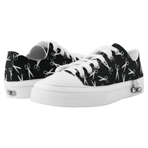 Silver Scissors Pattern Low_Top Sneakers