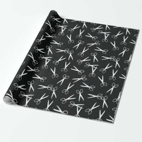 Silver Scissors Pattern Wrapping Paper