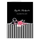 Silver Scissors Stripes Pink Floral Hair Salon (Front)