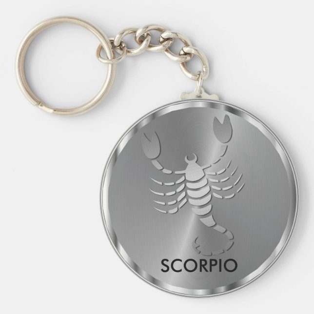 Silver Scorpio♏ the Scorpion - Zodiac Sign Keychain (Front)