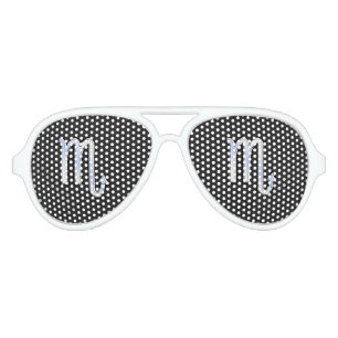 Silver Scorpio Zodiac Sign black snake skin Aviator Sunglasses