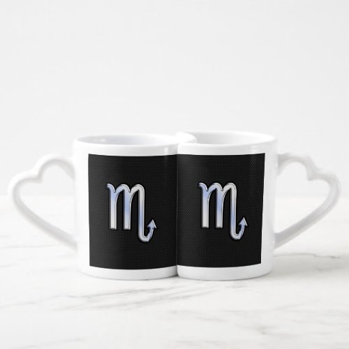 Silver Scorpio Zodiac Sign black snake skin Coffee Mug Set