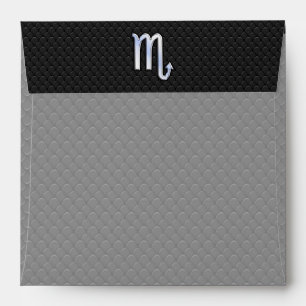 Silver Scorpio Zodiac Sign black snake skin Envelope