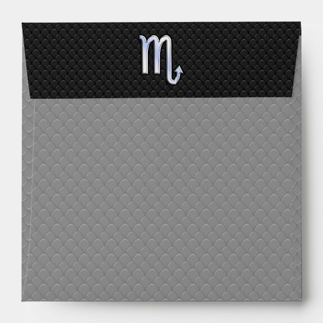 Silver Scorpio Zodiac Sign black snake skin Envelope (Back (Top Flap))