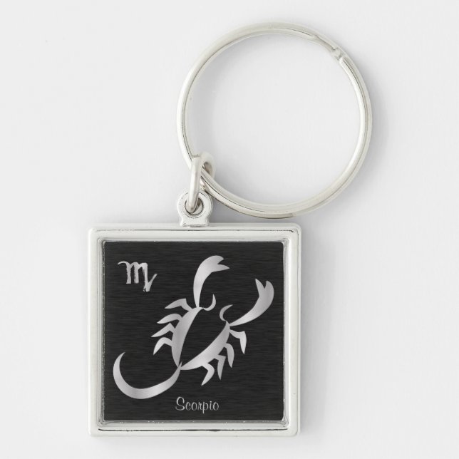 Silver Scorpio Zodiac Sign Keychain (Front)