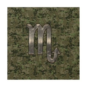Silver Scorpio Zodiac Sign Woodland Digital Camo