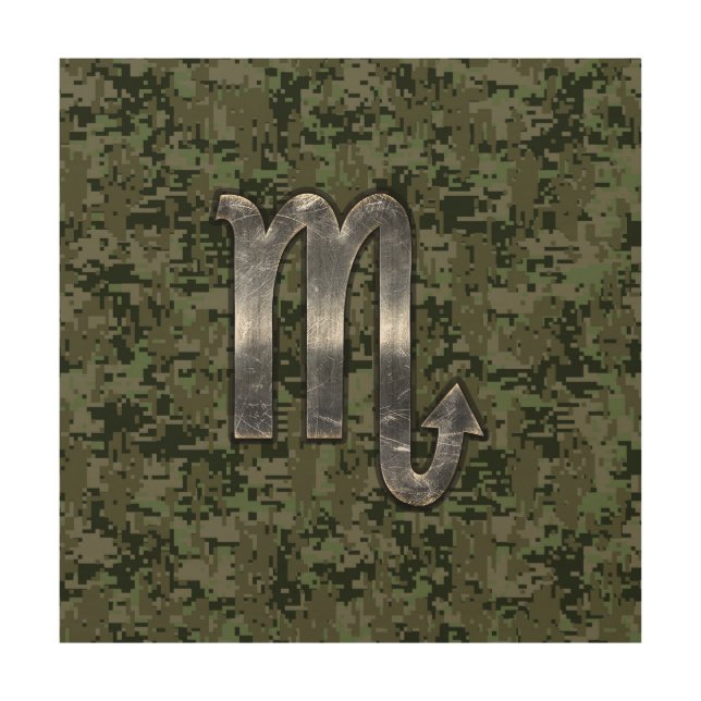 Silver Scorpio Zodiac Sign Woodland Digital Camo (Front)