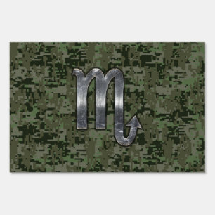Silver Scorpio Zodiac Sign Woodland Digital Camo