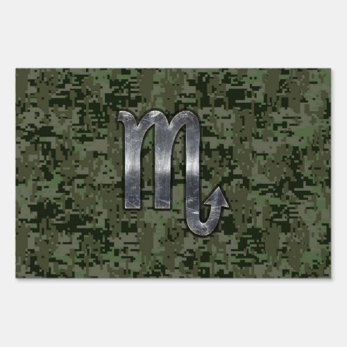 Silver Scorpio Zodiac Sign Woodland Digital Camo