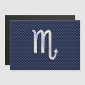 Silver Scorpio Zodiac Symbol Navy Carbon Fiber (Front/Back)