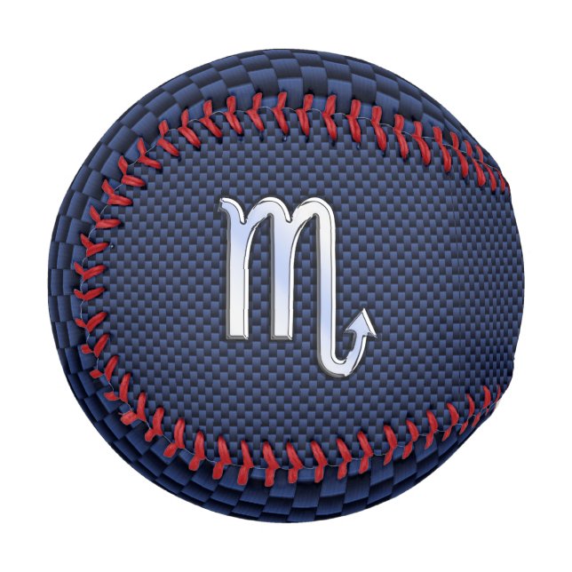 Silver Scorpio Zodiac Symbol Navy Carbon Fiber Baseball (Front Left)