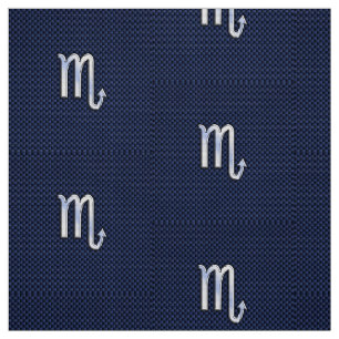 Silver Scorpio Zodiac Symbol Navy Carbon Fiber Fabric