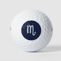 Silver Scorpio Zodiac Symbol Navy Carbon Fiber