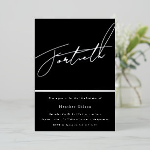 Silver Script 40th Birthday Party Silver Foil Invitation