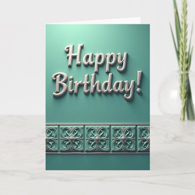 Silver Script Birthday Card (Front)