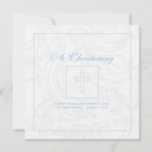 Silver Scroll Boy Christening Invitation