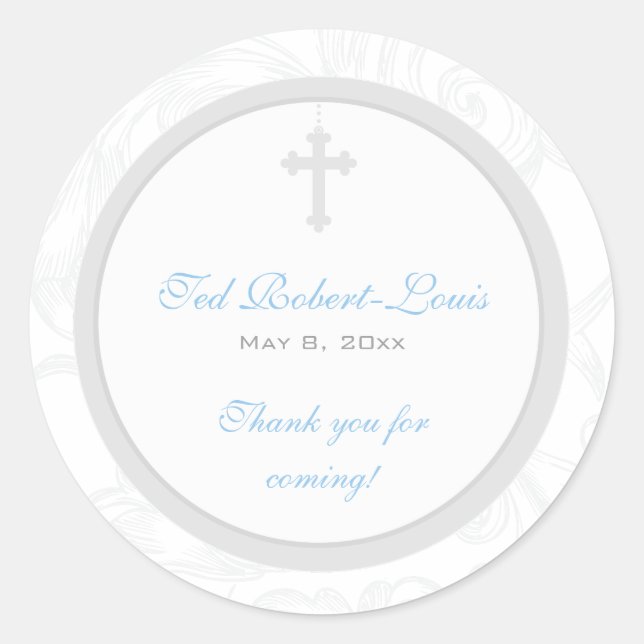 Silver Scroll Cross Address Label/Favor Sticker (Front)