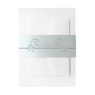 Silver Scroll Design on Silver Invitation Belly Band