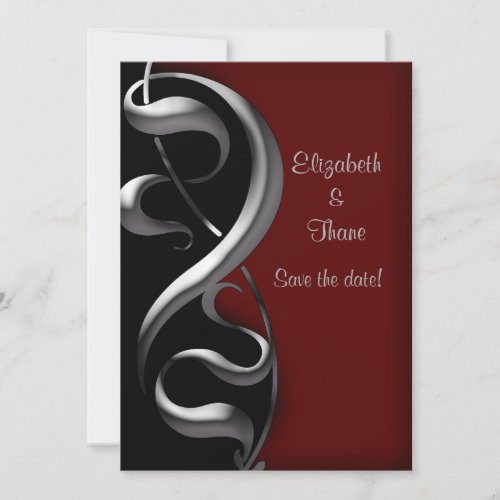 Silver Scroll Modern Gothic Wedding Save The Date