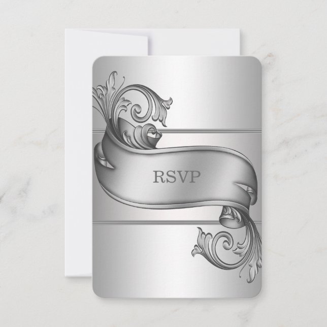 Silver Scroll RSVP Cards (Front)