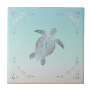 Silver Sea Turtle Beach Style Ceramic Tile