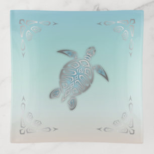 Silver Sea Turtle Beach Style Trinket Tray