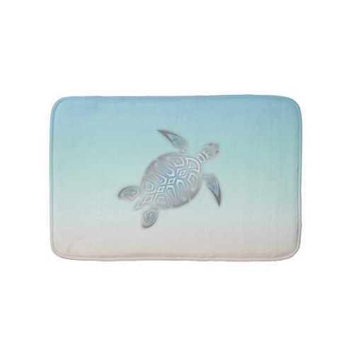 Silver Sea Turtle Beach Style Turquoise Bath Mat