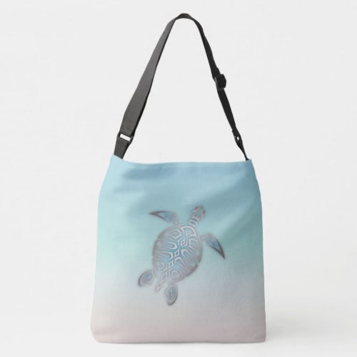 Silver Sea Turtle  Beach Style Turquoise Coastal Crossbody Bag