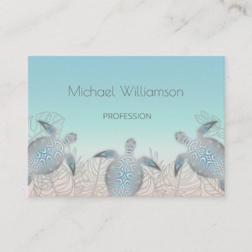 Silver Sea Turtle Coastal QR Code Business Card