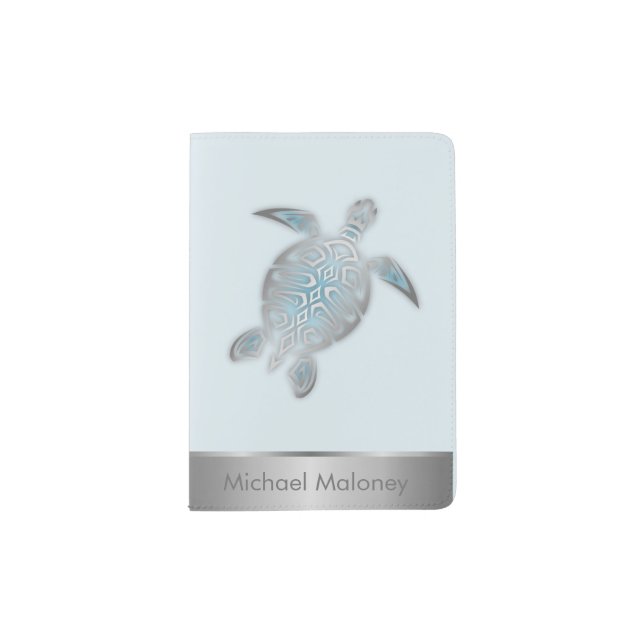 Silver Sea Turtle Passport Holder (Front)
