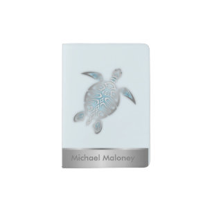 Silver Sea Turtle Passport Holder
