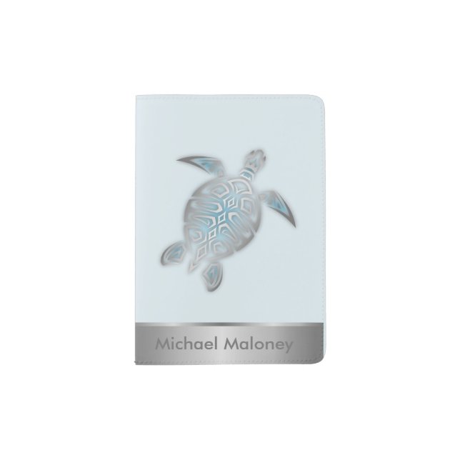 Silver Sea Turtle Passport Holder (Front)