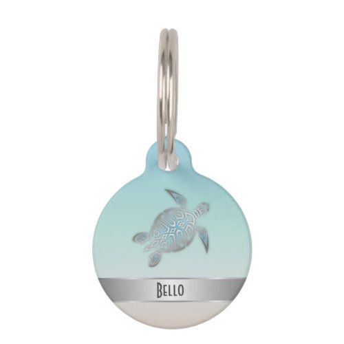 Silver Sea Turtle Personalize Pet ID Tag