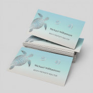 Silver Sea Turtle Turquoise Coastal Business Card at Zazzle
