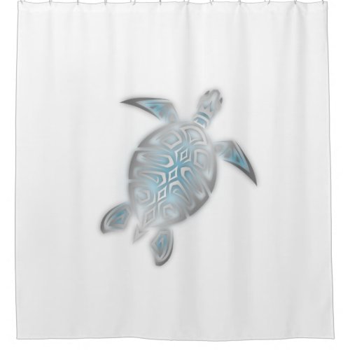 Silver Sea Turtle  White Shower Curtain