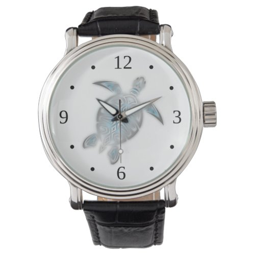 Silver Sea Turtle White Watch