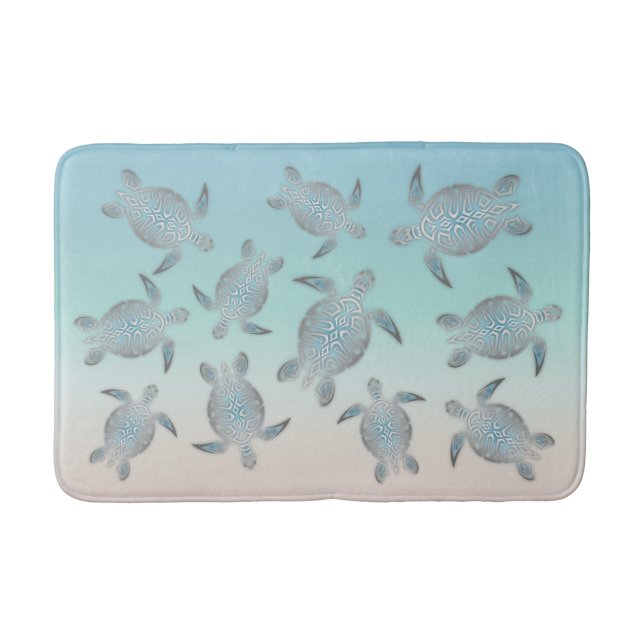 Silver Sea Turtles Beach Bathroom Mat (Front)
