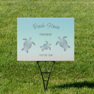 Silver Sea Turtles Beach House Custom Coastal Sign