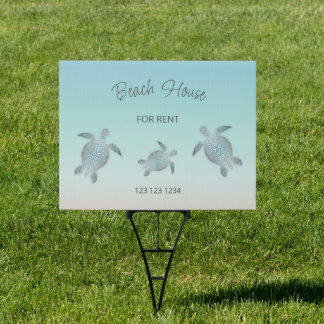 Silver Sea Turtles Beach House Custom Coastal Sign