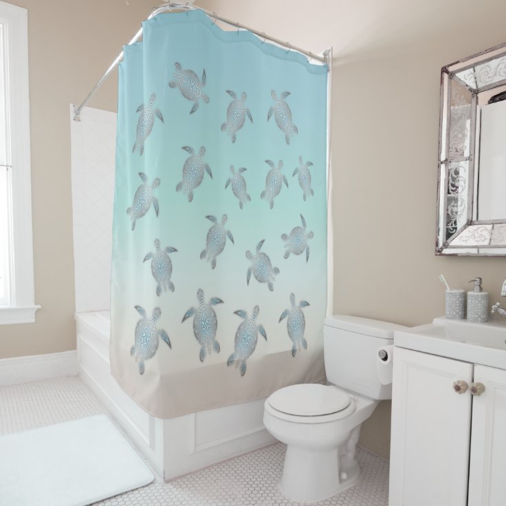 Silver Sea Turtles Beach Shower Curtain Zazzle