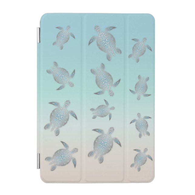 Silver Sea Turtles Beach Style iPad Mini Cover (Front)