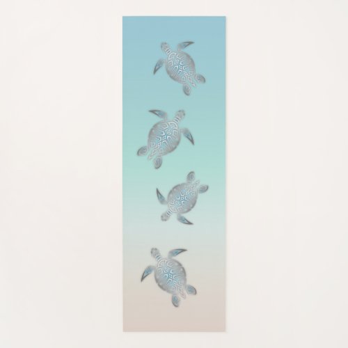 Silver Sea Turtles Beachstyle Yoga Mat