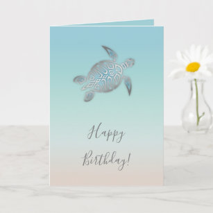 Sea Turtle Birthday Card, Letterpress Cards