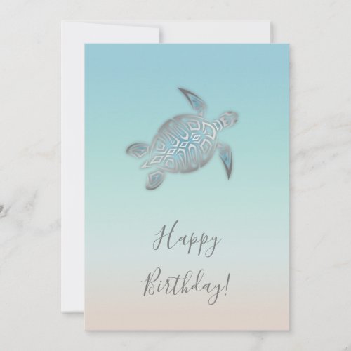 Silver Sea Turtles Birthday Card