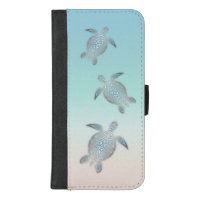 Silver Sea Turtles Blue Gradient Animal