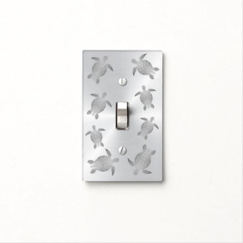 Silver  Sea Turtles Coastal Maritime Light Switch Cover