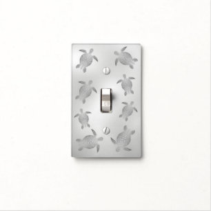Silver Sea Turtles Coastal Maritime Light Switch Cover