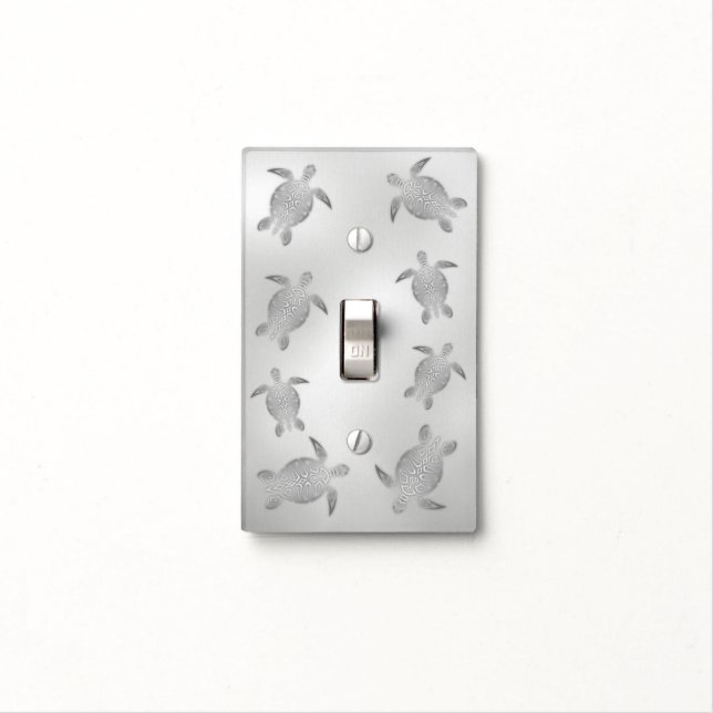 Silver  Sea Turtles Coastal Maritime Light Switch Cover (In Situ)