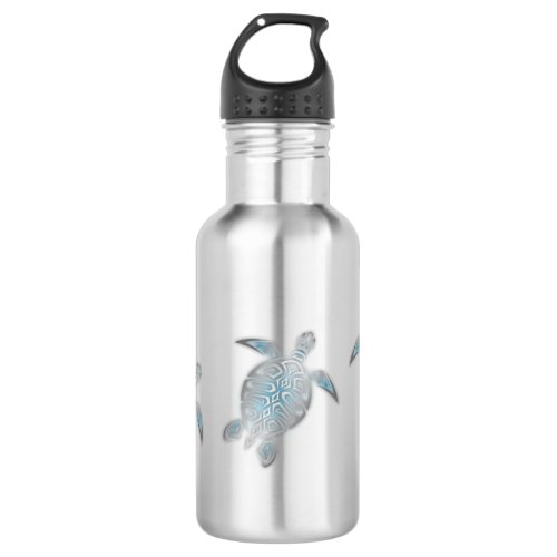 Silver Sea Turtles Coastal Nautical Water Bottle