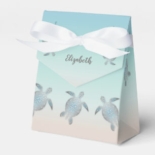 Silver Sea Turtles Custom Birthday Favor Box
